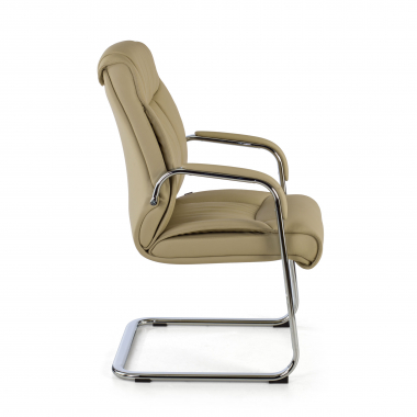 chaise de conference beige pietement luge cuir naturel cuir authentique accoudoirs rembourres 4