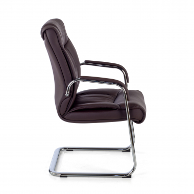 chaise de conference marron pietement luge cuir naturel cuir authentique accoudoirs rembourres 4