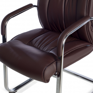 chaise de conference marron pietement luge cuir naturel cuir authentique accoudoirs rembourres 7