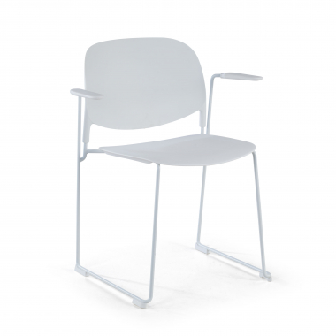 chaise de conference blanc avec bras plastique accoudoirs fixes 1