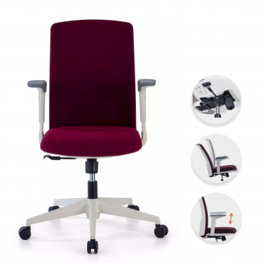chaise pivotante blanc rouge structure blanche tissu accoudoirs reglables 1d 3
