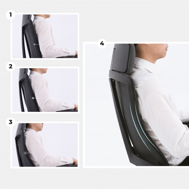 chaise de bureau pas cher blanc bleu structure blanche maille accoudoirs reglables 4d soutien lombaire appui tete 3