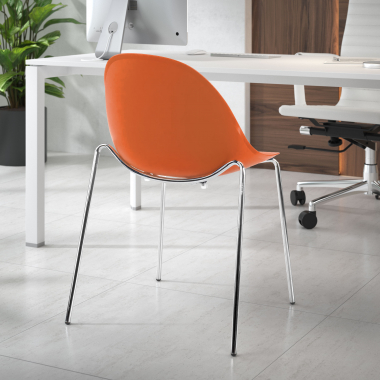 chaise de conference rouge 4 pattes plastique sans accoudoirs 2