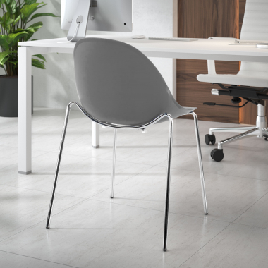 chaise de conference gris 4 pattes plastique sans accoudoirs 2