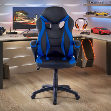 chaise gaming bleu drift simil cuir accoudoirs fixes 2