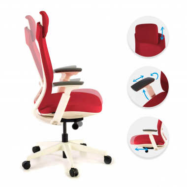 Chaise de Bureau Ergonomique Intouch white, Totalement Ajustable