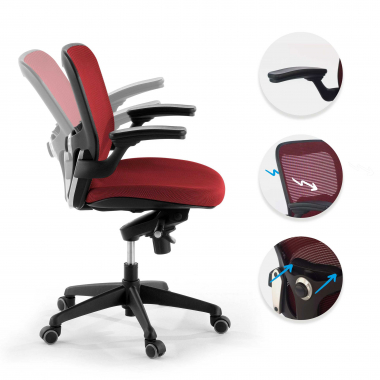 chaise ergonomique rouge chaise de bureau maille accoudoirs mobiles soutien lombaire 3