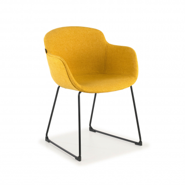 chaise de conference noir jaune structure pietement luge maille accoudoirs fixes 1
