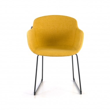chaise de conference noir jaune structure pietement luge maille accoudoirs fixes 3