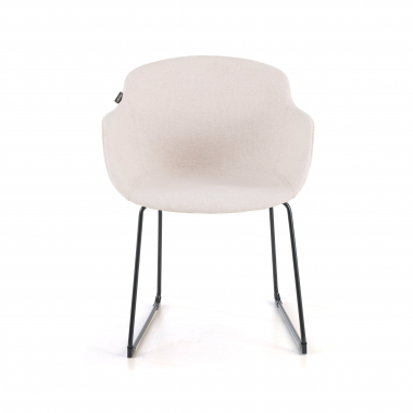 chaise de conference noir beige structure pietement luge maille accoudoirs fixes 3
