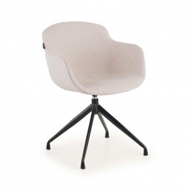 chaise de conference noir beige base pyramide tissu accoudoirs rembourres 1