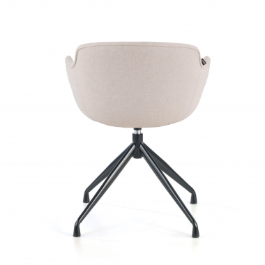chaise de conference noir beige base pyramide tissu accoudoirs rembourres 4