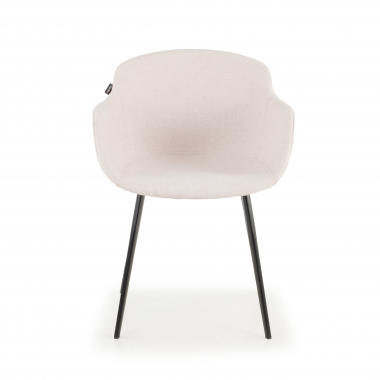 chaise de conference noir beige 4 pattes tissu accoudoirs rembourres 3