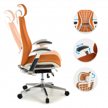 Chaise Ergonomique Professionnelle Miller, avec accoudoirs 3D, en maille