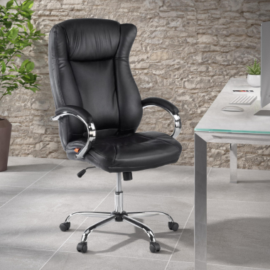 fauteuil de bureau noir lugano simil cuir accoudoirs rembourres 2