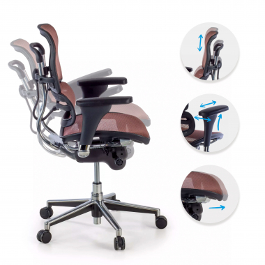 chaise de bureau pas cher orange rouge maille accoudoirs reglables 4d double soutien lombaire 3