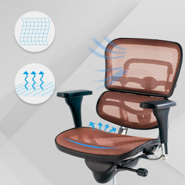 chaise de bureau pas cher orange rouge maille accoudoirs reglables 4d double soutien lombaire 4
