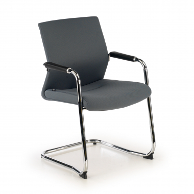 chaise de conference gris tissu simil cuir accoudoirs rembourres 1