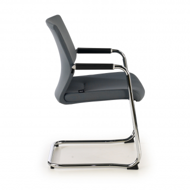chaise de conference gris tissu simil cuir accoudoirs rembourres 4