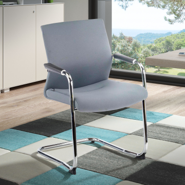 chaise de conference gris tissu simil cuir accoudoirs rembourres 2