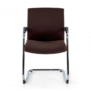 chaise de conference marron tissu simil cuir accoudoirs rembourres 3