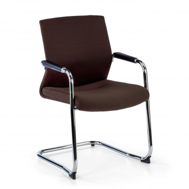 chaise de conference marron tissu simil cuir accoudoirs rembourres 1