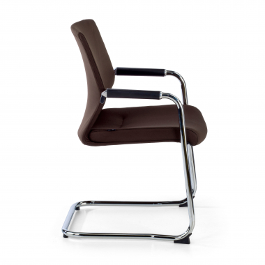chaise de conference marron tissu simil cuir accoudoirs rembourres 4