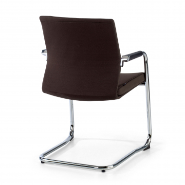 chaise de conference marron tissu simil cuir accoudoirs rembourres 5