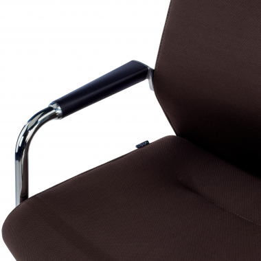 chaise de conference marron tissu simil cuir accoudoirs rembourres 7