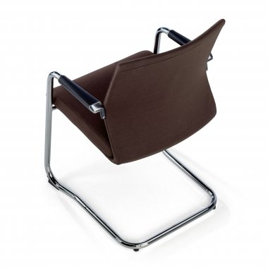 chaise de conference marron tissu simil cuir accoudoirs rembourres 9