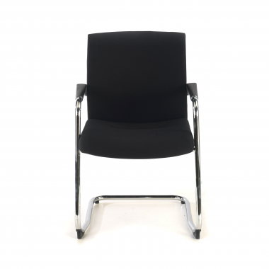 chaise de conference noir tissu simil cuir accoudoirs rembourres 3