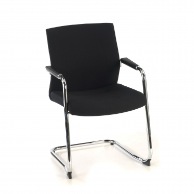 chaise de conference noir tissu simil cuir accoudoirs rembourres 1