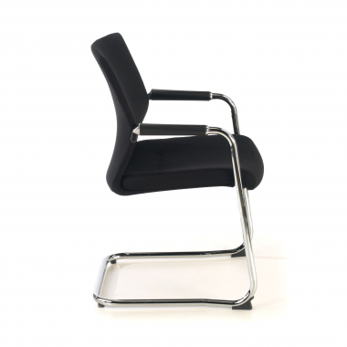 chaise de conference noir tissu simil cuir accoudoirs rembourres 4