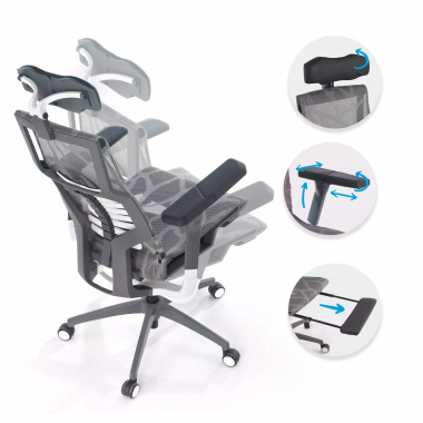 Chaise Gaming Professionnel Dynamic, accoudoirs 5D, avec Repose-Pieds