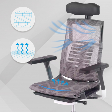 Chaise Gaming Professionnel Dynamic, accoudoirs 5D, avec Repose-Pieds