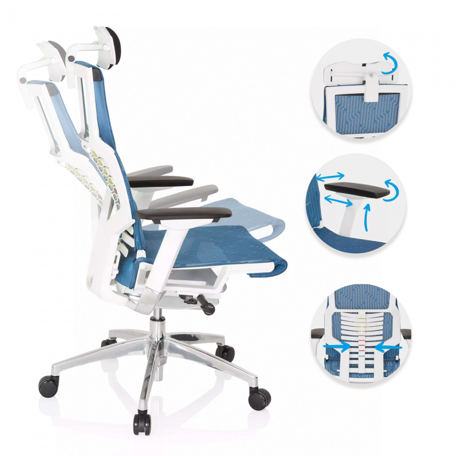 Chaise ergonomique Dynamic white, mécanisme synchronisé plus