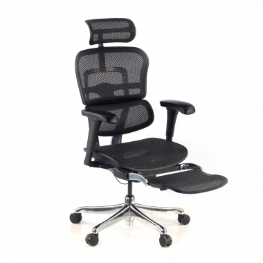 chaise ergonomique noir structure noire repose pieds maille accoudoirs mobiles appui tete repose pieds extensible 1