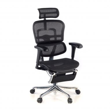 chaise ergonomique noir structure noire repose pieds maille accoudoirs mobiles appui tete repose pieds extensible 6