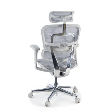 chaise ergonomique blanc gris structure blanche rouge maille accoudoirs mobiles appui tete 8