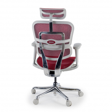chaise ergonomique blanc rouge structure blanche rouge maille accoudoirs mobiles appui tete 8
