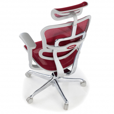 chaise ergonomique blanc rouge structure blanche rouge maille accoudoirs mobiles appui tete 9