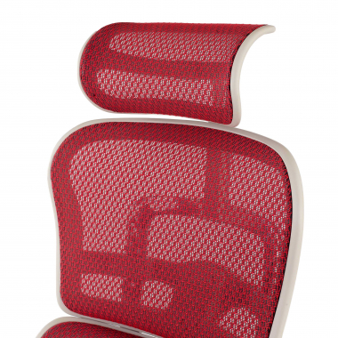 chaise ergonomique blanc rouge structure blanche rouge maille accoudoirs mobiles appui tete 10