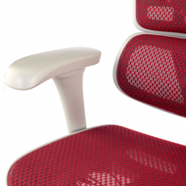 chaise ergonomique blanc rouge structure blanche rouge maille accoudoirs mobiles appui tete 11