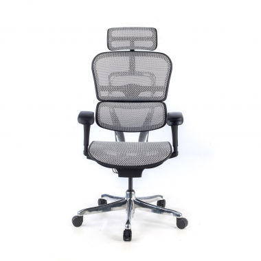 chaise ergonomique gris structure noire rouge maille accoudoirs mobiles appui tete 5