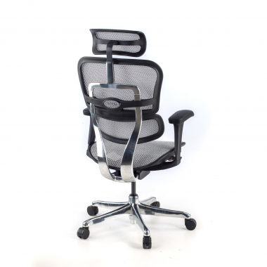 chaise ergonomique gris structure noire rouge maille accoudoirs mobiles appui tete 6