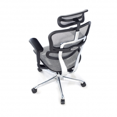 chaise ergonomique gris structure noire rouge maille accoudoirs mobiles appui tete 8