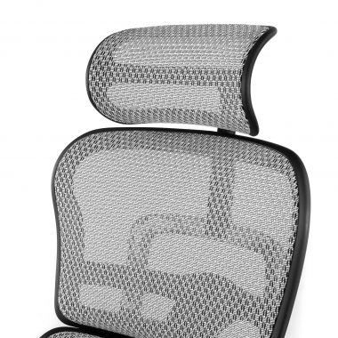 chaise ergonomique gris structure noire rouge maille accoudoirs mobiles appui tete 9