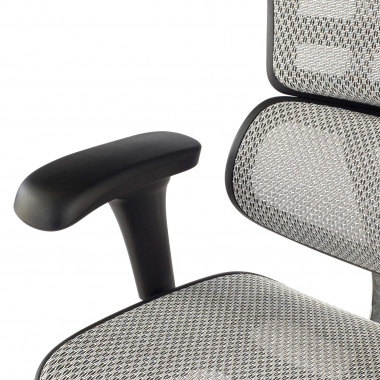 chaise ergonomique gris structure noire rouge maille accoudoirs mobiles appui tete 10