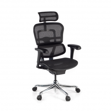 chaise ergonomique noir structure noire rouge maille accoudoirs mobiles appui tete 1