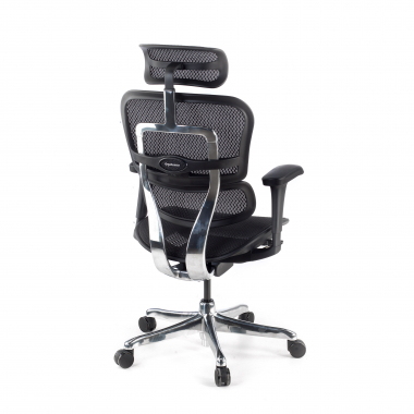 chaise ergonomique noir structure noire rouge maille accoudoirs mobiles appui tete 6